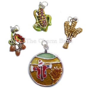 Fall Harvest Corn Wheat Scarecrow Charms Thanksgiving Craft Charms Jewelry Scrapbooking