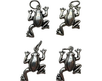 Silver Frog Charms: Metal Animal Charms for Jewelry Making or Crafts - Set of 4