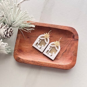 Christmas Clay nativity scene earrings