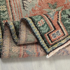 2x5 Ft Red Turkish Runner, Boho Small Runner, Small Oushak Runner, Kitchen Rug, Hallway, Entryway Runner Rug, Housewarming Gift, 2.4x4.8 Ft