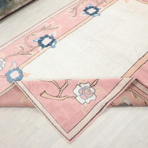 5x9 Pink Beige Vintage Rug, 5x9 Blue Turkish Rug, Handmade Area Rug, Bohemian Rug, Handwoven Rug,Vintage Wool Rug,Living Room Rug,Home Decor