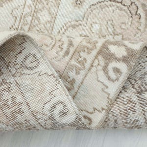 Großer Oushak Teppich, Beige Braun Blauer Türkischer Teppich, Vintage Teppich, 10x13 Wollteppich, Wohnzimmer, Schlafzimmer, Wollteppich, 300x300