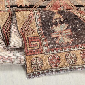 3x13 Ft Red Brown Turkish Runner, Antique Handwoven Runner Rug, 3x13 Vintage Runner, Kitchen, Hallway Runner, Entryway Wool Rug, 3.3x12.8 Ft