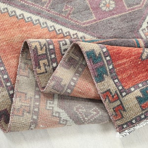 3x9 Ft Faded Red Brown Vintage Turkish Runner, Country Farmhouse Runner, Handmade Oushak Runner, Kitchen, Hallway, Entryway Rug, 2.6x9.4 Ft
