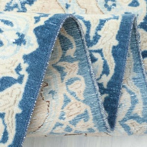 300x300 Persischer Teppich Blau Beige Braun Türkisch, Großer Oushak Teppich, Vintage Teppich, Wollteppich Schlafzimmer, Übergroßer Wohnzimmerteppich 24x33 cm