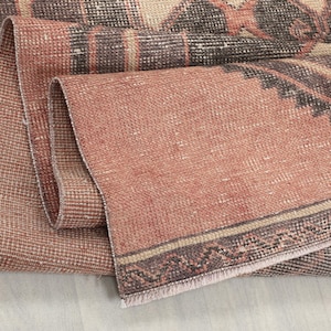 3x14 Red Brown Turkish Runner, Antique Rug, 3x14 Faded Rug Runner, Oushak Runner, Kitchen, Hallway, Entryway Rug, Vintage Rug 3.0x14.0 Ft