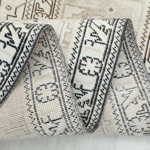 8x11 Ft Beige Black Turkish Rug, Vintage Large Oushak Rug, 8x11 Area Rug, Wool Rug, Bedroom, Oversize Rug, Living Room Rug, 8.0 x 11.0  Ft