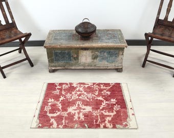 2x3 Small Red Pink Rug, Turkish Mat, Mini Turkish Rug, 2x3 Turkish Rug, Vintage Bath mat, Kitchen, Bathroom, Entryway Small Rug, 2.0x3.1 Ft