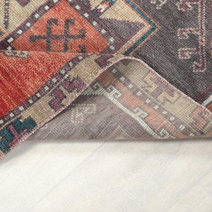 3x9 Ft Faded Red Brown Vintage Turkish Runner, Country Farmhouse Runner, Handmade Oushak Runner, Kitchen, Hallway, Entryway Rug, 2.6x9.4 Ft