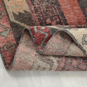 2x5 Ft Red Brown Turkish Runner, 2x5 Boho Small Runner, Small Oushak Runner, Kitchen, Hallway, Entryway Rug, Housewarming Gift, 2.4x4.9 Ft