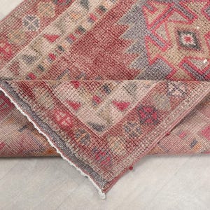 3x13 Ft Red Brown Turkish Runner, Antique Medallion Runner Rug, 3x13 Vintage Runner, Kitchen, Hallway Runner, Entryway Rug, 2.9x12.7 Ft