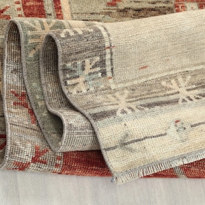 3x14 Ft Faded Red Gray Neutral Vintage Turkish Runner, Bohemian Runner Rug, 3x14 Runner, Oushak Runner, Hallway,Entryway Rug, 2.9x14.3 Ft