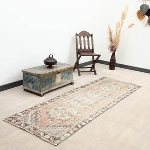 3x9 Red Beige Vintage Runner, Bedroom Rug, 3x9 Handmade Oushak Runner, Entryway Rug, Antique Rug Runner, Oriental Home Decor Rug, 2.9x8.5 Ft