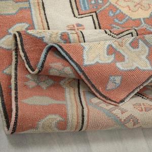 3x8 Ft Orange Blue Beige Vintage Runner, Bedroom Runner, 3x8 Handmade Oushak Runner, Entryway Rug, Antique Rug, Home Decor Rug, 3.3x8.4 Ft