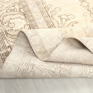 Beige Neutraler Türkischer Teppich, Oversize Oushak Teppich, Vintage Teppich, Wollteppich, Wohnzimmer, Teppich 300x300, Wollteppich, Wohnzimmerteppich