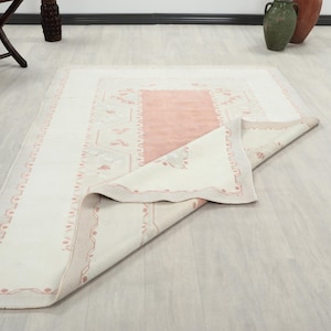 5x7 Beige Pink Vintage Rug, 5x7 Turkish Rug, Handmade Area Rug, Bohemian Rug, Handwoven Rug, Vintage Wool Rug, Living Room Rug, Home Decor