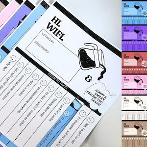 Zabawny znak z hasłem do WiFi do wydrukowania, plakat do oderwania, dekoracja pokoju w akademiku, znak WiFi dla gości, egzystencjalna uśmiechnięta grafika ścienna, oryginalny wystrój mieszkania