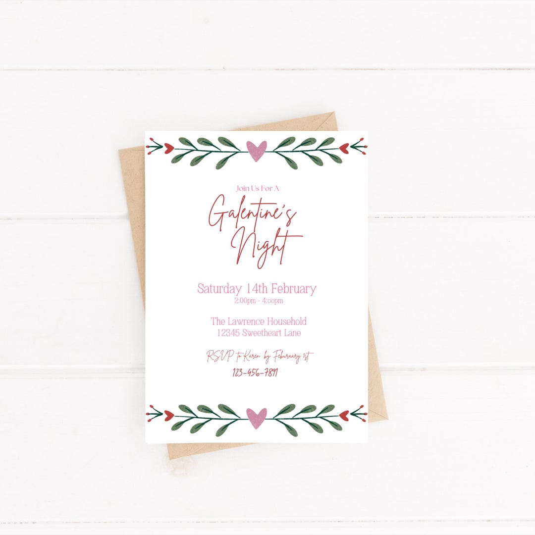 February Invite Galentine's Day Party Invite Valentines February 14th Party - 5x7 ...