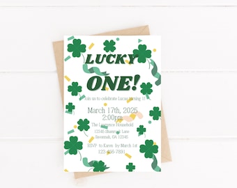Lucky One St. Patrick's Day Geburtstagseinladung (bearbeitbare Vorlage)