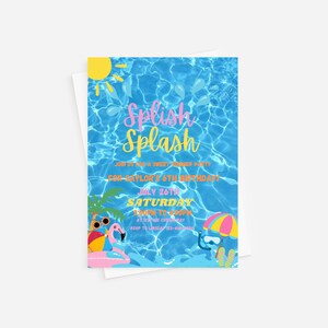 Splish Splash - Summer Birthday Party - 5x7 Editable Party Invitation - Digital Download