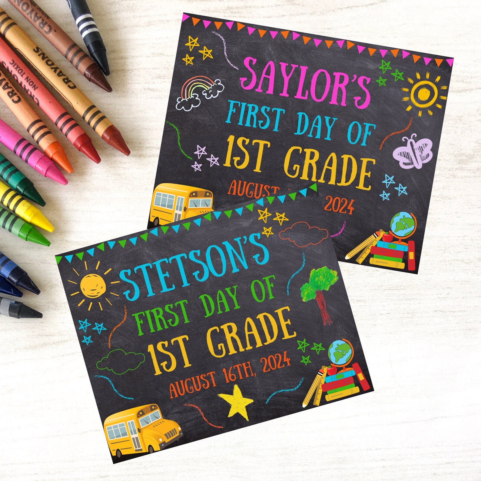 First Day of School Sign for First Day of School Poster Boy and Girl ...