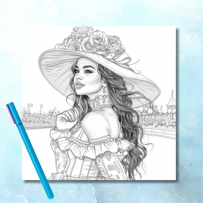 Adult Coloring Page | Kentucky Derby Hats | Instant Download I ...