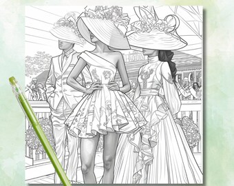 Adult Coloring Page Kentucky Derby Hats Instant Download I Printable ...