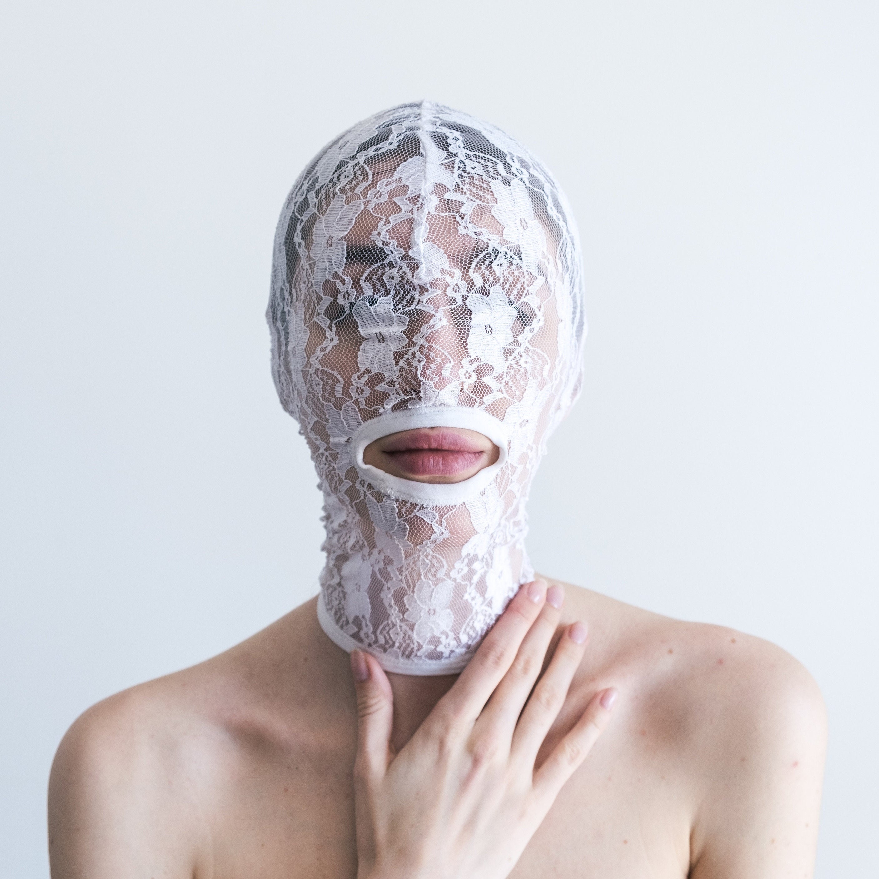 Extasis Mask BDSM Mask, White Lace Balaсlava, Lace Face Mask, Sexy Mask, Fetish Face ...