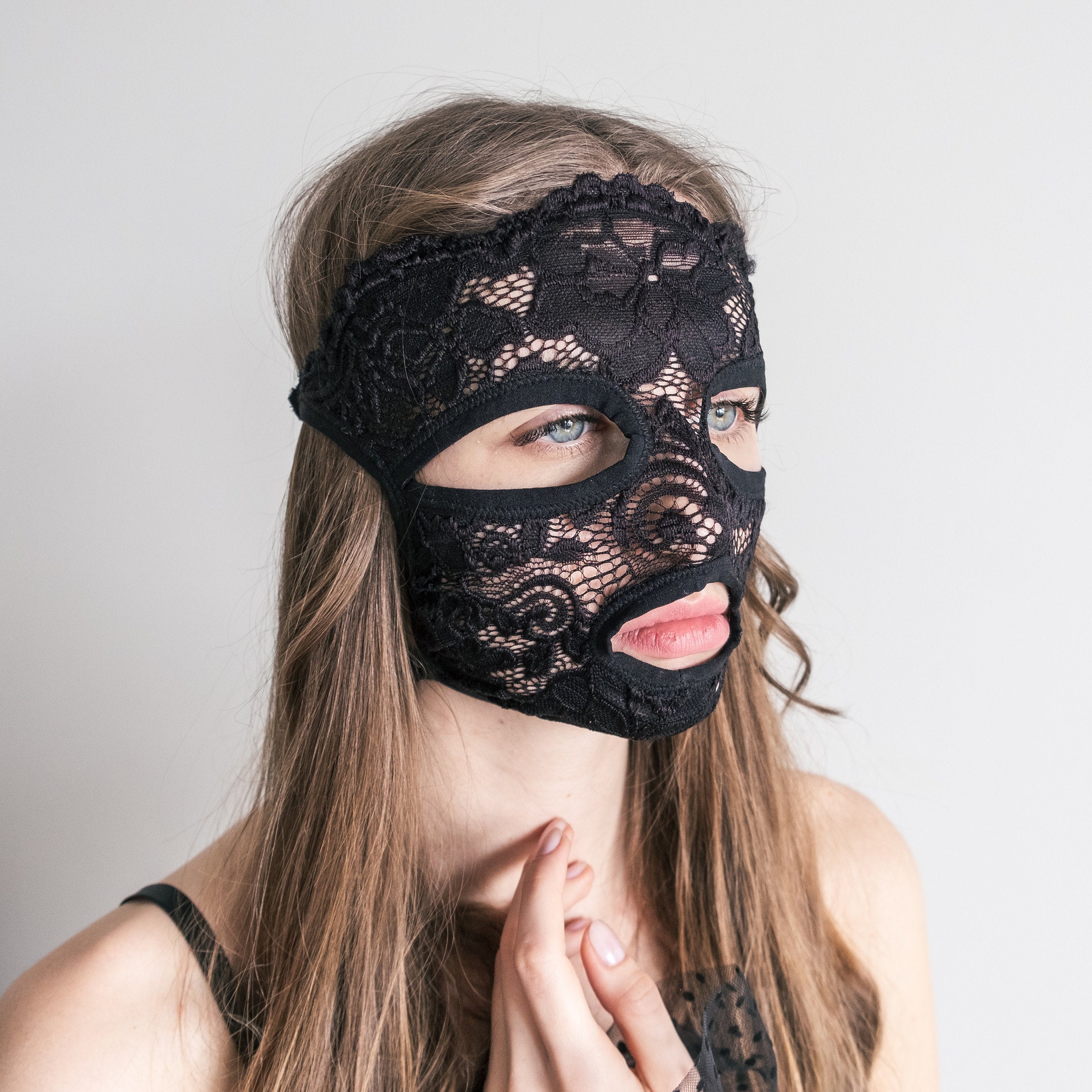 Extasis Mask Black Sexy Mask, Lace Face Mask, Sexy Mask, BDSM Mask, Fetish Face Mask ...