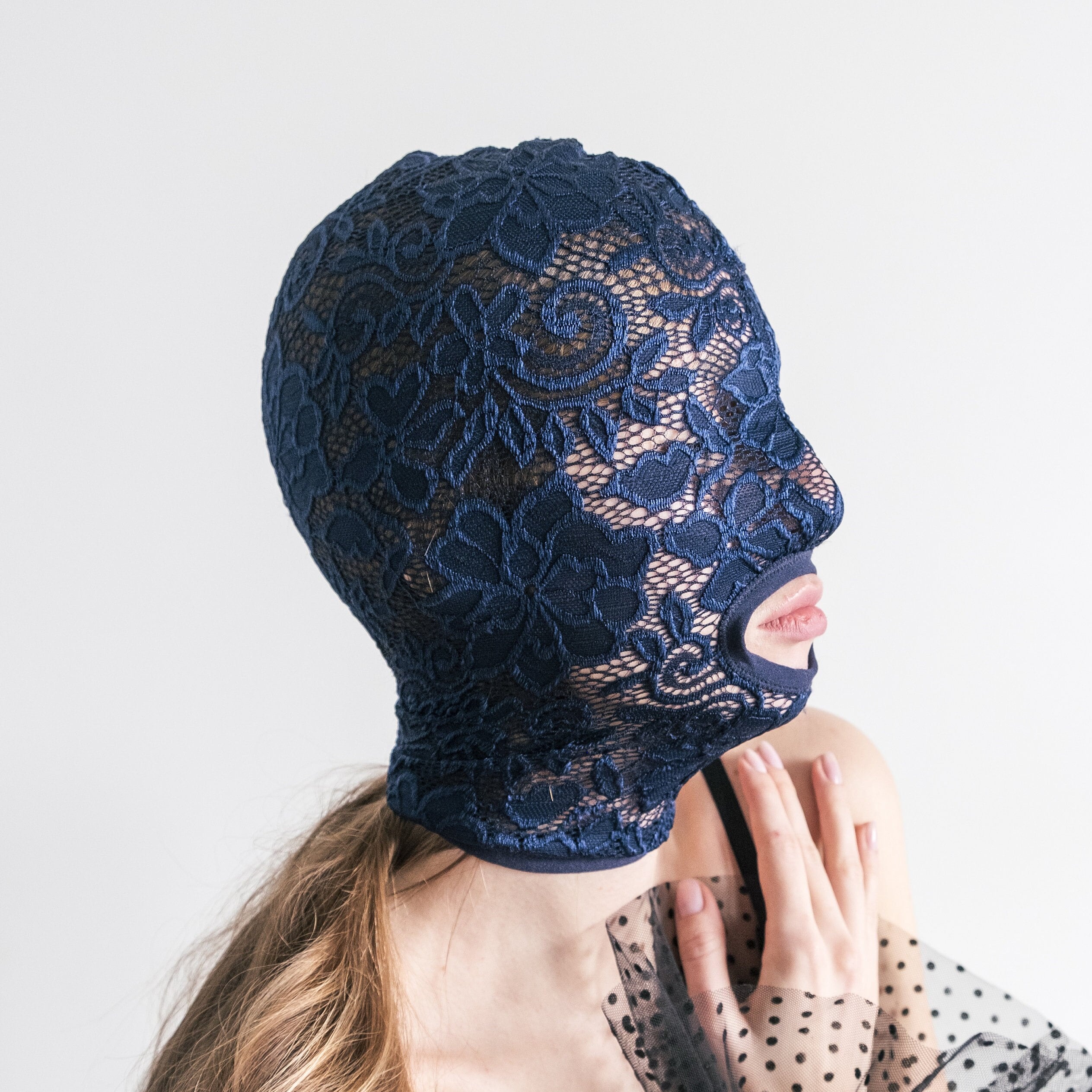 Extasis Mask BDSM Mask, Blue Lace Balaсlava, Lace Face Mask, Sexy Mask, Fetish Face ...