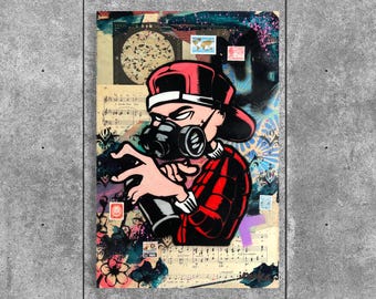 Grafitti Artist Original Painting Street Art Vintage Art Deco One of A Kind