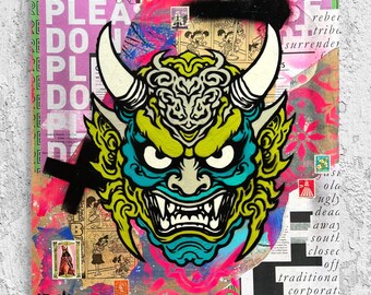 Indonesia Protection Mask Original Painting Street Art Vintage Art Deco One of A Kind