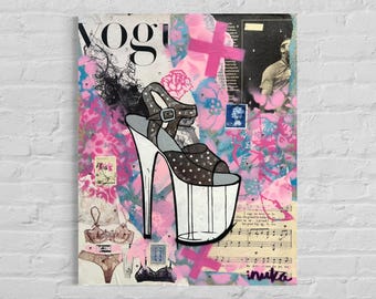 Pole Dance Heel Sandal Original Painting Street Art One of A Kind