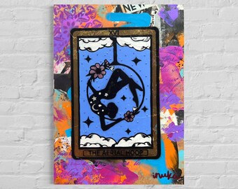 Aerial Hoop Tarot Card Original Painting Street Art Vintage One of A Kind