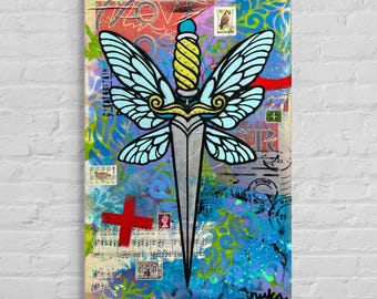 Fairy Sword Dagger Original Painting Street Art One of A Kind