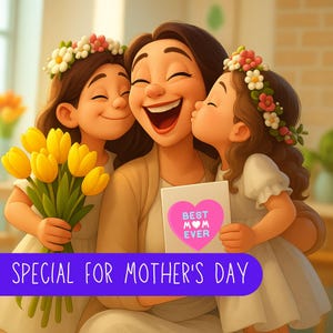 Mother's Day Gift, Custom Pixar Style Portrait, Personalized Cartoon Illustration from Photo, Unique Digital Gift Idea, Digital File