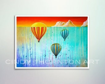 5x7 Fine Art Pearlescent Print - The Beautiful Briny Sea - hot air balloons below sea level - Cindy Thornton Art