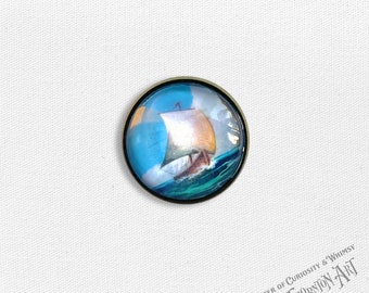 Clearance - Mini Glass Pin - Ship at Sea Jewelry - Cindy Thornton Art