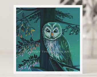 5.25 Square Print - Tawny Owl - Cindy Thornton Art