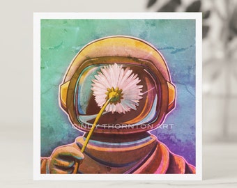 5.25 Square Print - Astronaut - The Daisy - Cindy Thornton Art