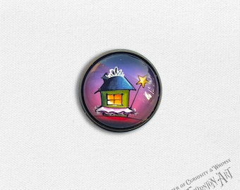 Clearance - Mini Glass Pin - Fairy Godmother House Jewelry - Cindy Thornton Art