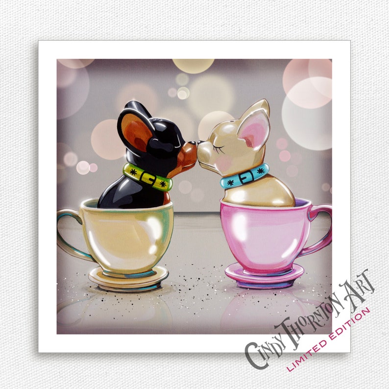 6x6 Teacup Pups Limited Edition of 10 Shakers Series Cindy Thornton Art image 1