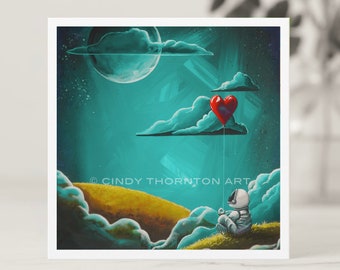 5.25 Square Print - Night Astronaut - Be Still My Heart - Cindy Thornton Art