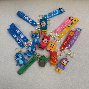 Cute Cartoon Character Keychains - Disney Inspired Gifts - Mickey Minnie Stitch Baby Yoda, SpongeBob, Winnie and more!