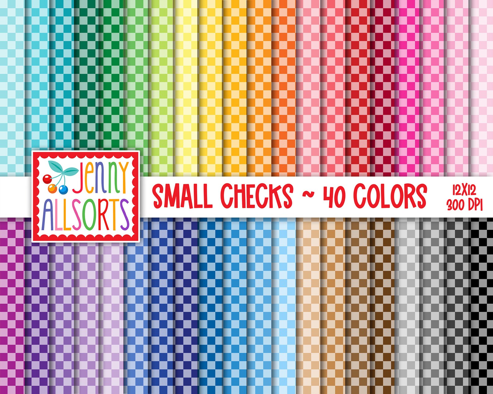 Small Checks Digital Paper Bundle - 1/4" Small Checkerboard Digital ...