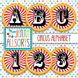 Alfabeto de circo clipart - letras de circo digitales - clip art para álbum de recortes - imprimible - descarga instantánea