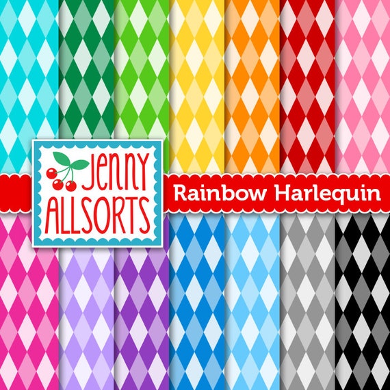Harlequin Digital Papers in Bright Colors for Scrapbooking Etsy