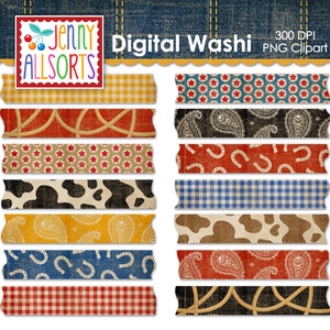 Vintage cowboy washitape digitale illustraties, grafische download, clipart digitale washitape plakboek, western-washi, old west-washi-tape