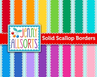 Scallop Edge Digital Ribbon - 20 Colors - Clip Art Borders - Instant Download - for card making, invites and digital scrapbooks