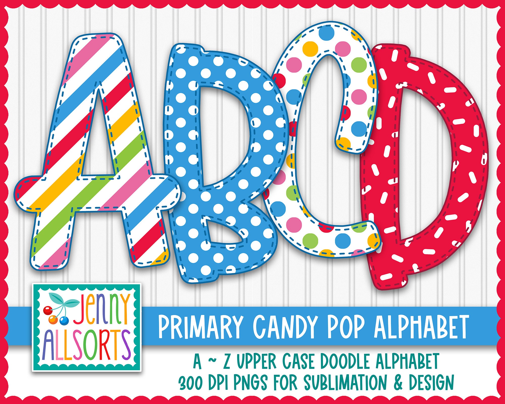 Primary Colors 4-alphabet Bundle for Sublimation & Design, Bright